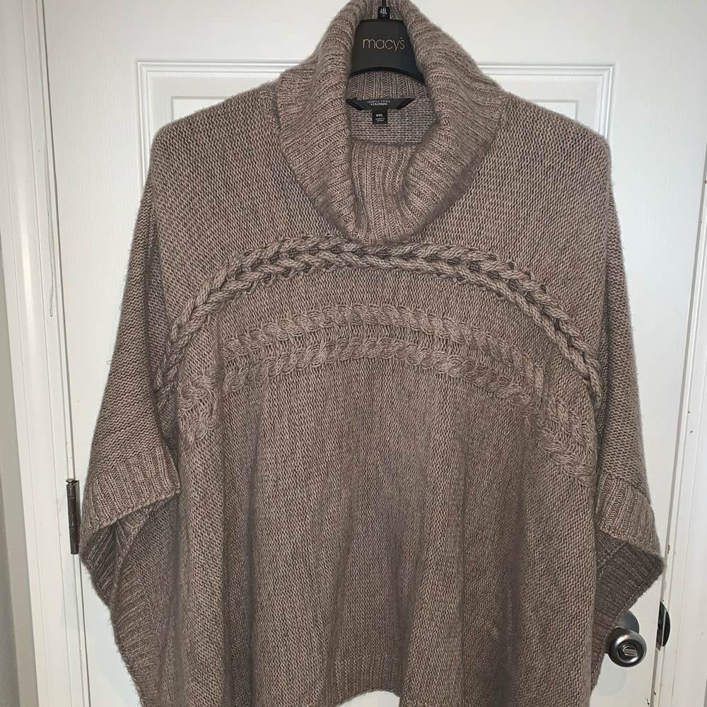 Cowl neck knit poncho